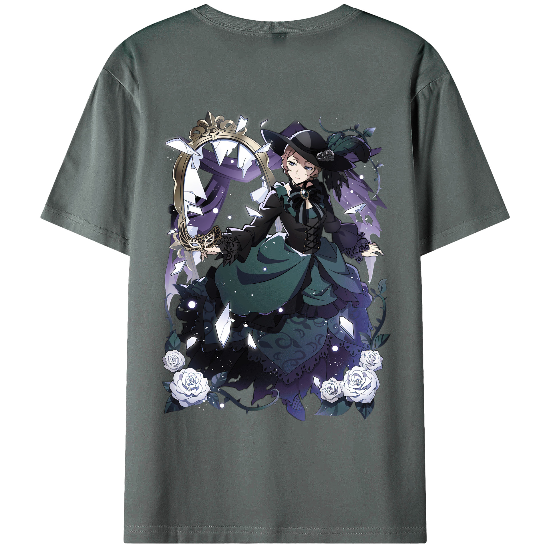 （画像用） 文豪ストレイドッグス Bungo Stray Dogs 綿100％ メンズ半袖Tシャツ（バックプリント） 通気性